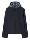 Burberry Blue Reversible Cotton Jacket With Check Pattern In Blue