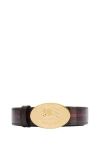 Burberry Reversible Check Knight Stamp Belt In Brown