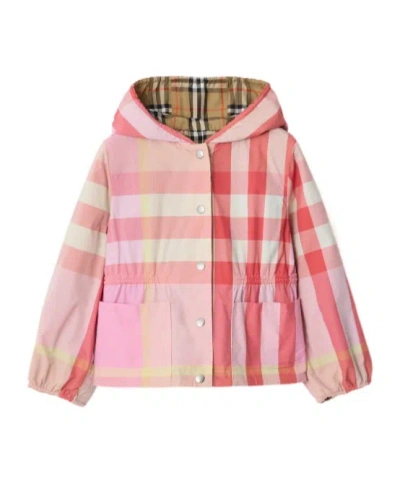 Burberry Kids' Reversible Check Nylon Hooded Jacket In Multi