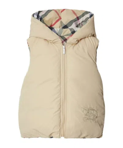Burberry Reversible Check Nylon Padded Gilet In Nude