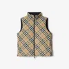 Burberry Reversible Check Nylon Puffer Gilet In Sand