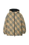 Burberry Beige Check Nylon Reversible Down Puffer Jacket In Alabaster