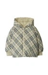 Burberry Childrens Reversible Check Cotton Blend Jacket In Lichen