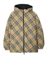 Burberry Beige Check Nylon Reversible Down Puffer Jacket In Sand-colored