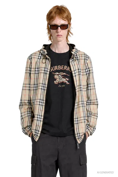 Burberry Reversible Check Nylon Windbreaker In Neutral