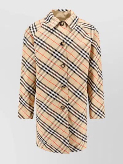Burberry Cotton Reversible Coat Checked Pattern In Multi