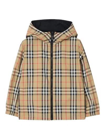 Burberry Reversible Check-pattern Hooded Jacket In Brown