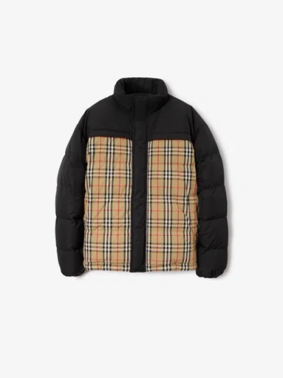 Burberry Check Padded Jacket In Archive Beige