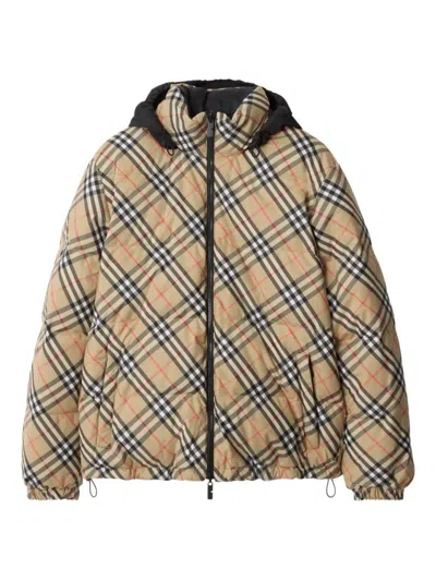 Burberry Reversible Puffer Jacket Drawstring Hem In Brown