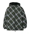 Burberry Multicolorreversible Down Jacket With All-over Check Motiv In Tech Fabric Man In Green