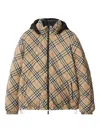 Burberry Quilted Jacket With Distinctive Plaid Pattern In Neutral
