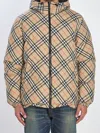 Burberry Men Reversible Check Puffer Jacket In Sand