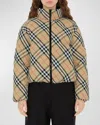 Burberry Reversible Checkered Design Down Jacket In Sand Ip Check