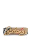 Burberry Reversible Script Logo Belt In Neutrals