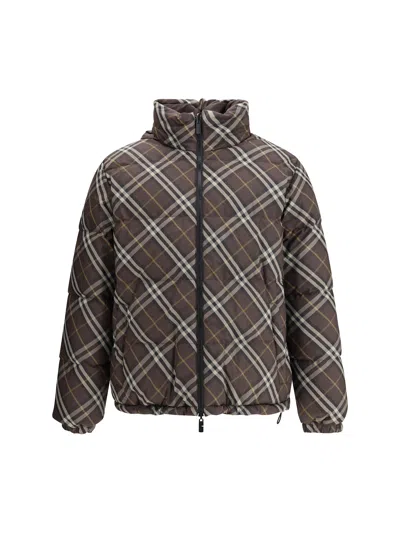 Burberry Reversible Check Snowdon Puffer Jacket In Brown