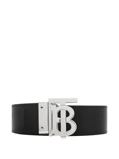 Burberry Reversible Check Tb Belt In Black