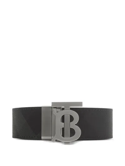 Burberry Reversible Check Tb Belt In Black