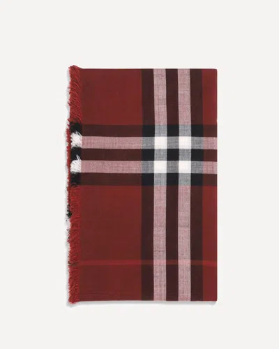 Burberry Men Reversible Check Wool And Silk Scarf In Red