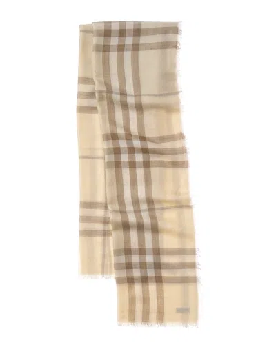 Burberry Reversible Check Wool & Silk-blend Scarf In Brown
