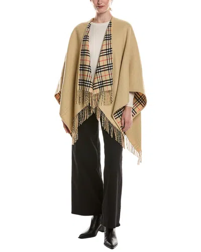 Burberry Reversible Check Wool Cape In Animal Print