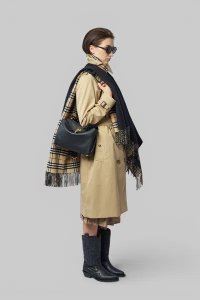 Burberry Reversible Check Wool Cape In Beige