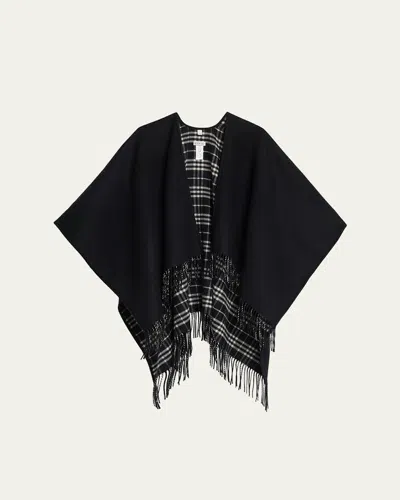 Burberry Reversible Check Wool Cape In Black