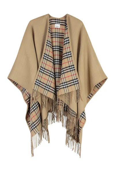 BURBERRY REVERSIBLE CHECK WOOL CAPE FOR WOMEN