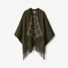 Burberry Check-pattern Reversible Wool Cape In Loch