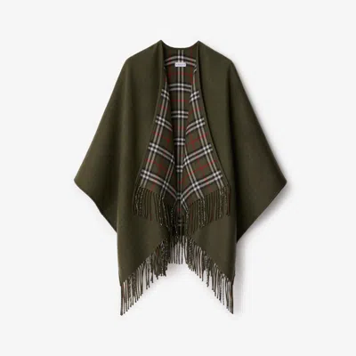 Burberry Check-pattern Reversible Wool Cape In Loch