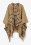 Burberry Check Wool Cape In Neutral