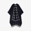Burberry Reversible Check Wool Cashmere Cape In Blue