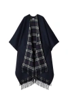 Burberry Reversible Check Wool Cashmere Cape In Blue