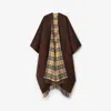 Burberry Reversible Check Wool Cashmere Cape In Brown