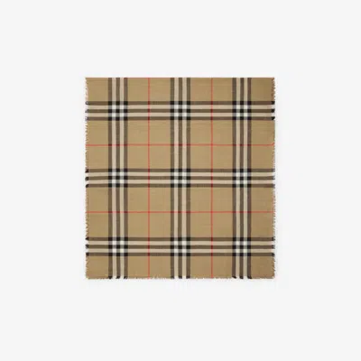 BURBERRY BURBERRY REVERSIBLE CHECK WOOL SILK SCARF