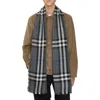 Burberry Reversible Check Wool Silk Scarf In Gray