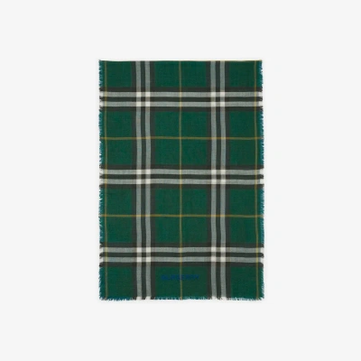Burberry Reversible Check Wool Silk Scarf In Ivy