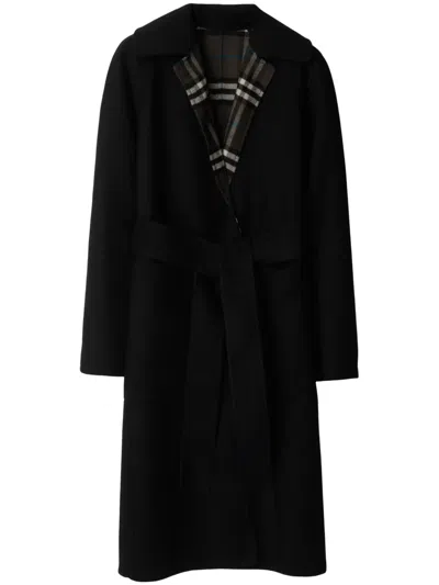 Burberry Mid-length Reversible Wool Car Coat In Black