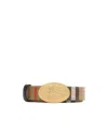 Burberry Knight Stamp Check Slim Reversible Belt Belts Beige In Gold