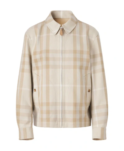Burberry Reversible Checked Harrington Jacket In Nude