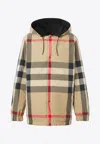 Burberry Reversible Check Recycled Polyester Hooded Jacket In Black