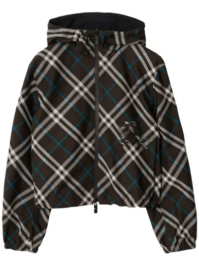 Burberry Check Reversible Cropped Jacket In Black