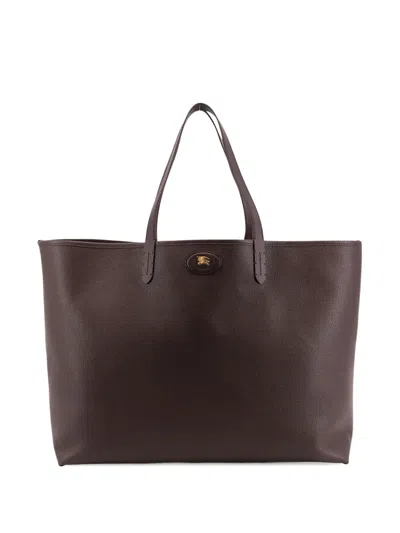 Burberry Large Reversible Full-grain Leather And Checked Canvas Tote Bag In Brown