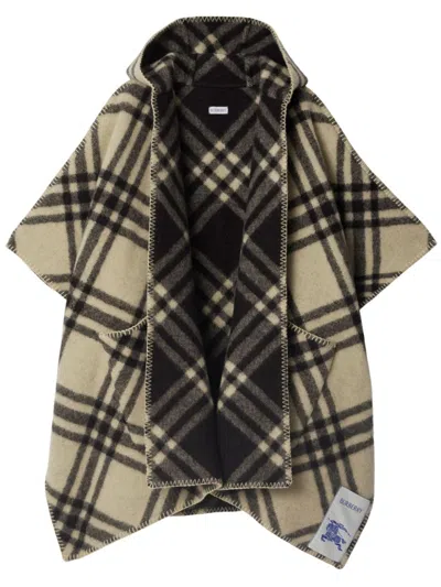 Burberry Reversible Checkered Cape In Neutrals