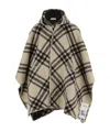 Burberry Wool Cape With Check Pattern In Nude