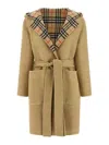 Burberry Checked-detail Wrap Coat In Brown