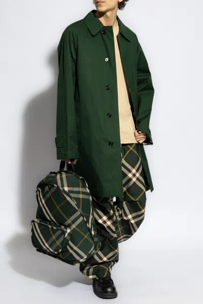 Burberry Reversible Car Coat Check Pattern In Green