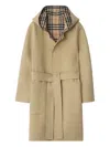 Burberry Vintage Check Hooded Belted Reversible Coat In Neutral