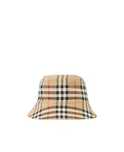 Burberry Kids Cotton Reversible Check Bucket Hat In Yellow