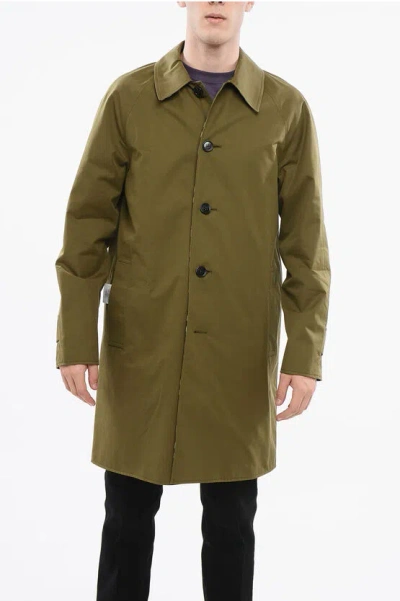 Burberry Reversible Cotton Gabardine Balmacaan Coat In Green