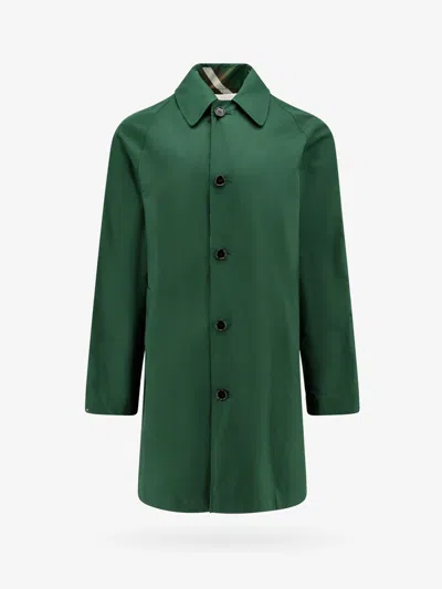 Burberry Men Bottle Green Gabardine Reversible Overcoat